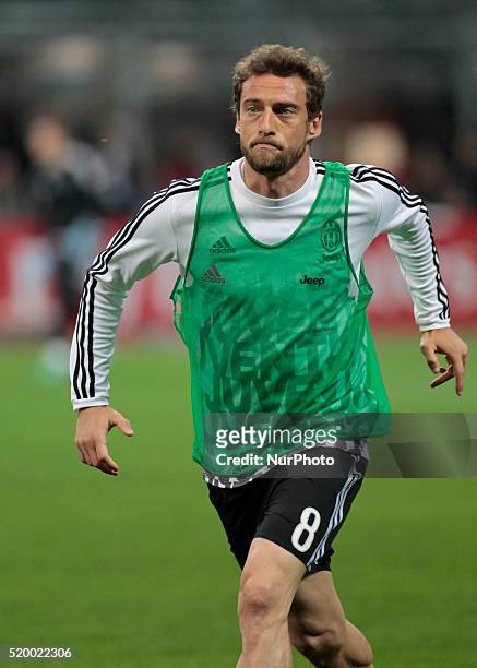 Claudio Marchisio before the serie A match between AC Milan and Juventus FC at Giuseppe Meazza stadium on april 9, 2016 in Milano, italy.