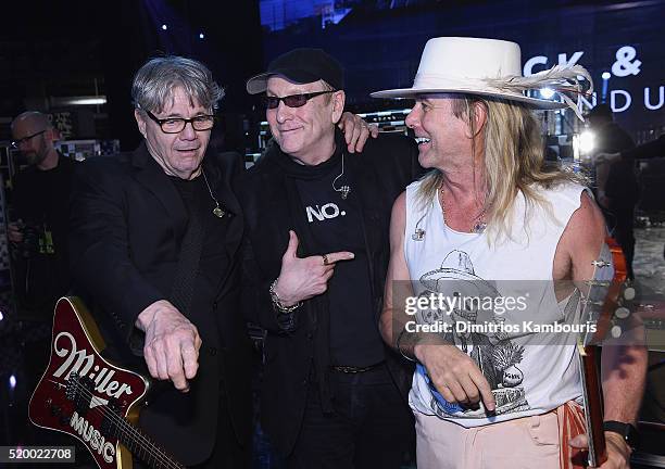 Inductees Steve Miller, Rick Nielsen and Robin Zander attend the 31st Annual Rock And Roll Hall Of Fame Induction Ceremony at Barclays Center of...