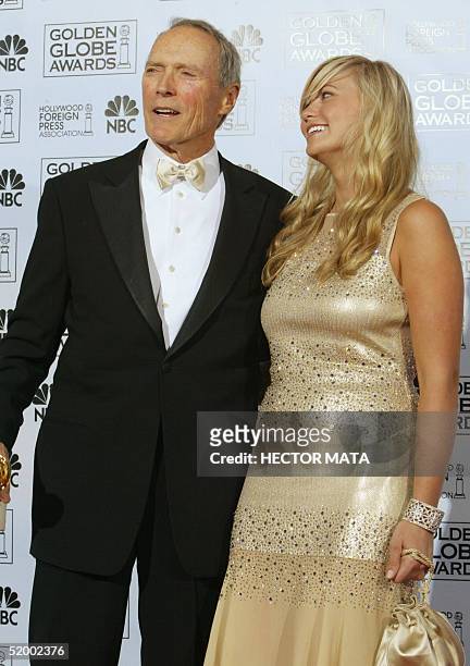 Actor and director Clint Eastwood and daughter Kathryn pose in the press room at the 62nd annual Golden Globe Awards show in Beverly Hills, CA 16...