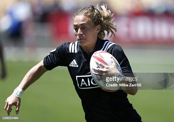 Niall Williams of New Zealand runs with the ball during the match against France at Fifth Third Bank Stadium on April 9, 2016 in Kennesaw, Georgia.