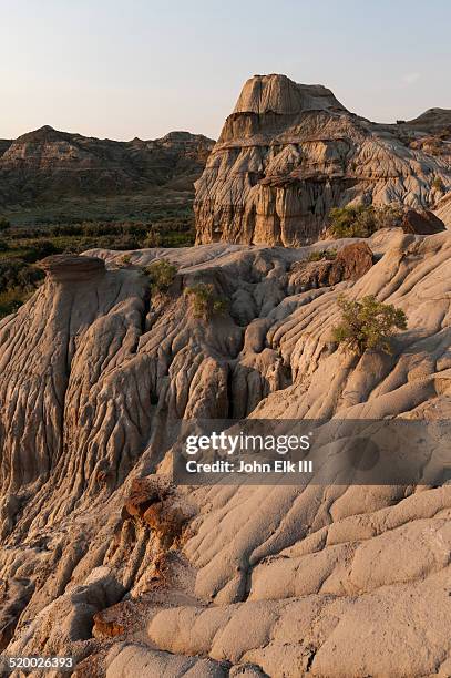 dinosaur provincial park, badlands landscape - dinosaur provincial park imagens e fotografias de stock