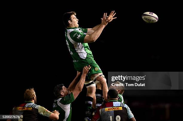 David Sisi of London Irish in action during the European Rugby Challenge Cup Quarter Final match between Harlequins and London Irish at Twickenham...