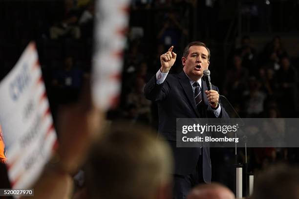 Senator Ted Cruz, a Republican from Texas and 2016 presidential candidate, speaks during the Colorado Republican State Convention in Colorado...