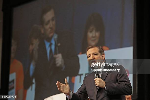 Senator Ted Cruz, a Republican from Texas and 2016 presidential candidate, speaks during the Colorado Republican State Convention in Colorado...