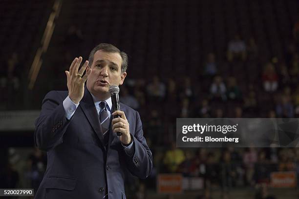 Senator Ted Cruz, a Republican from Texas and 2016 presidential candidate, speaks during the Colorado Republican State Convention in Colorado...