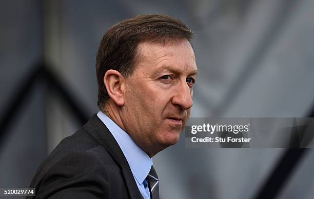 Swansea chairman Huw Jenkins looks on before the Barclays Premier League match between Swansea City and Chelsea at Liberty Stadium on April 9, 2016...