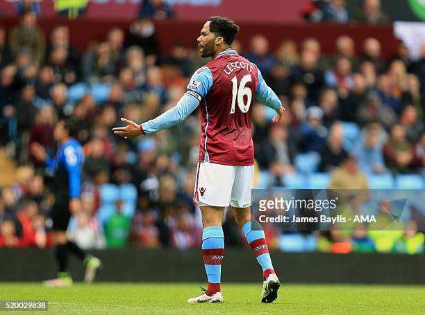 Joleon Lescott of Aston Villa during the Barclays Premier League match between Aston Villa and A.F.C. Bournemouth at Villa Park on April 9, 2016 in...