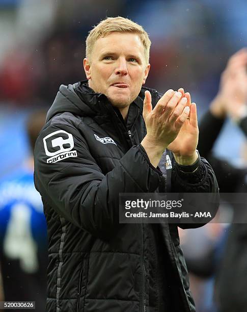 Eddie Howe manager / head coach of Bournemouth during the Barclays Premier League match between Aston Villa and A.F.C. Bournemouth at Villa Park on...