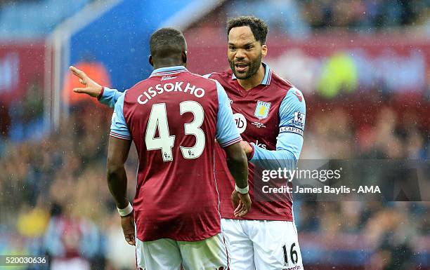 Aly Cissokho and Joleon Lescott of Aston Villa during the Barclays Premier League match between Aston Villa and A.F.C. Bournemouth at Villa Park on...