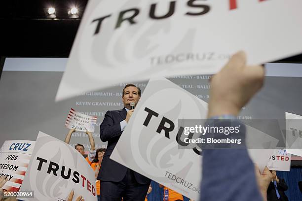 Senator Ted Cruz, a Republican from Texas and 2016 presidential candidate, pauses while speaking during the Colorado Republican State Convention in...