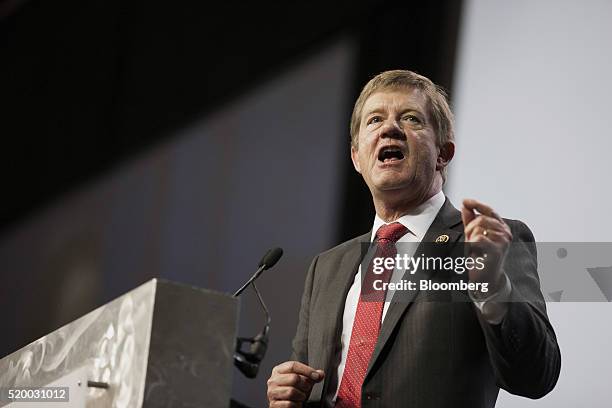 Representative Scott Tipton, a Republican from Colorado, speaks during the Colorado Republican State Convention in Colorado Springs, Colorado, U.S.,...