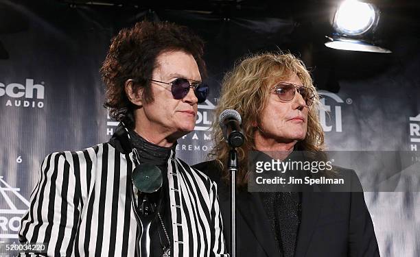 Glenn Hughes and David Coverdale of Deep Purple attend the 31st Annual Rock And Roll Hall Of Fame Induction Ceremony at Barclays Center on April 8,...