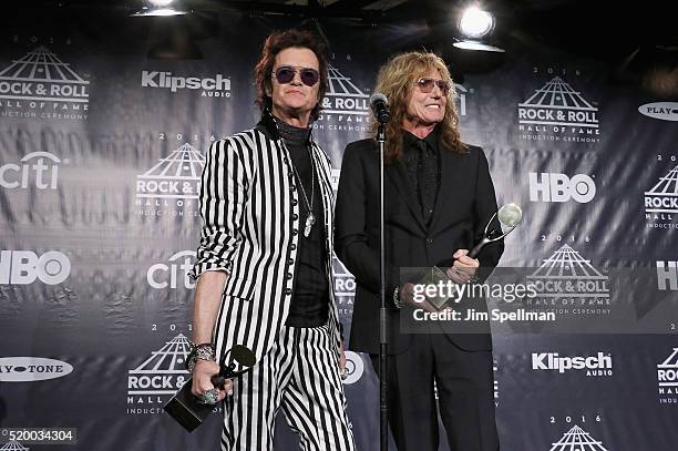 Glenn Hughes and David Coverdale of Deep Purple attend the 31st Annual Rock And Roll Hall Of Fame Induction Ceremony at Barclays Center on April 8,...