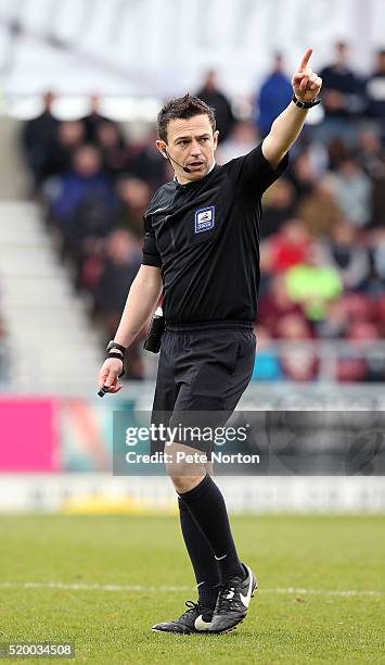 Referee Tony Harrington in action during the Sky Bet League Two match between Northampton Town and Bristol Rovers at Sixfields Stadium on April 9,...