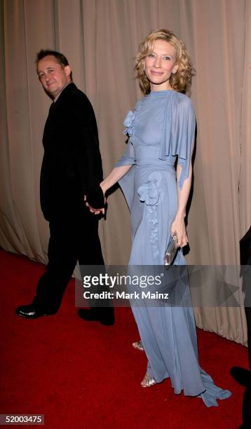 Actress Cate Blanchett and husband Andrew Upton arrive at the Miramax 2005 Golden Globes After Party at Trader Vics on January 16, 2005 in Beverly...