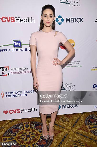 Actress Emmy Rossum attends Stand Up To Cancer's New York Standing Room Only, presented by Entertainment Industry Foundation, with donors American...