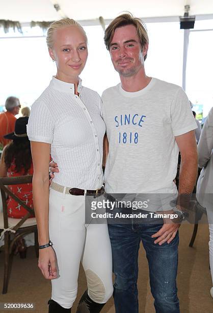 Alma Bjorklund and Theo Genn are seen attending the Longines Global Champions Tour of Miami Beach on April 9, 2016 in Miami Beach, Florida.