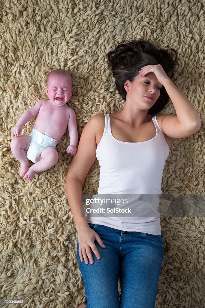 Stressed Mother and Her Baby