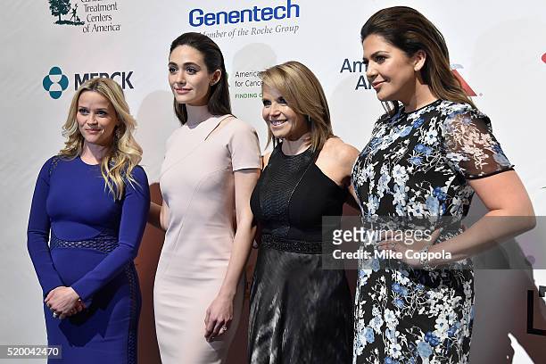 Reese Witherspoon, Emmy Rossum, Katie Couric and Hillary Scott attend Stand Up To Cancer's New York Standing Room Only, presented by Entertainment...