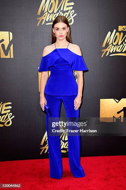 Actress Holland Roden attends the 2016 MTV Movie Awards at Warner Bros. Studios on April 9, 2016 in Burbank, California. MTV Movie Awards airs April...