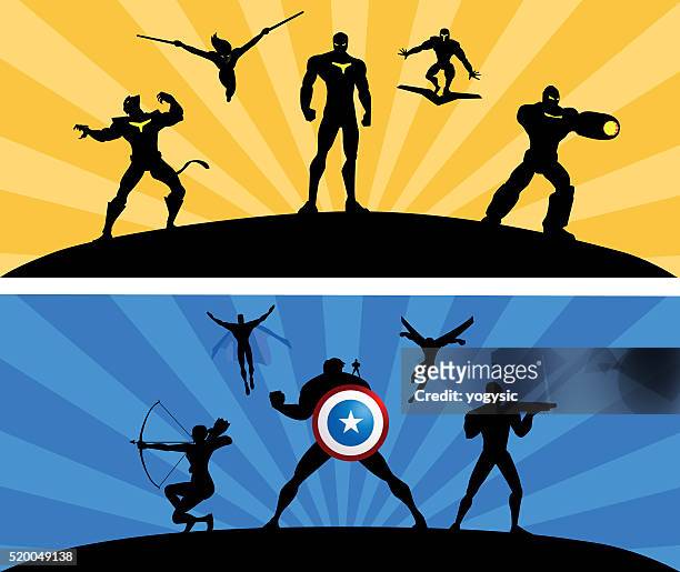 superheroes team rivalry vector - woman with gun stock illustrations