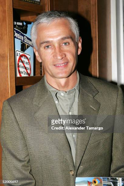 Personality Jorge Ramos poses at the Maria Antonieta Collins book signing at Books and Books on January 17, 2005 in Coral Gables, Florida.