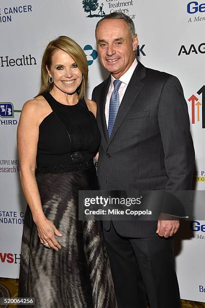 Co-Founder & SU2C Council of Founders and Advisors, Katie Couric and Commissioner at Major League Baseball, Rob Manfred attend Stand Up To Cancer's...