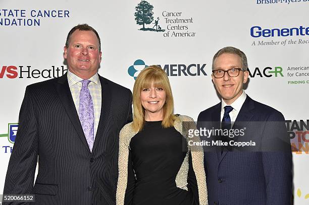 Karen Taphorn and Dr. Jedd Wolchock attends Stand Up To Cancer's New York Standing Room Only, presented by Entertainment Industry Foundation, with...