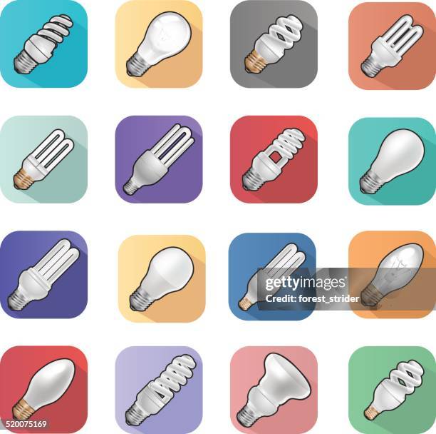 lightbulb flat icons - halogen light stock illustrations