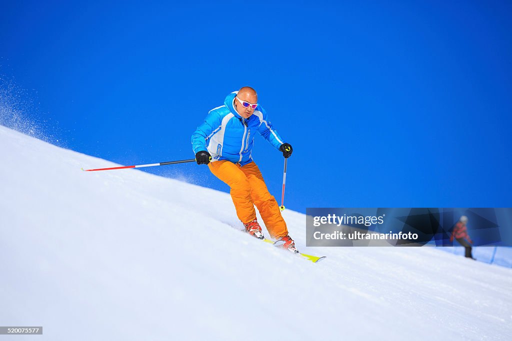Snow skier skiing