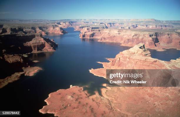 Overlooking Lake Powell carving it's way through a landscape of rock buttes in Arizona.