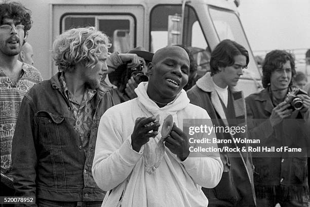 Group of Hare Krishna gather at the Altamont Speedway Free Festival in Northern California held on Saturday, December 6, 1969.