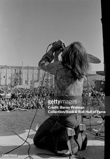 Man on a band performs at San Quentin prison on Bread & Roses' show, San Francisco, October 11, 1969.
