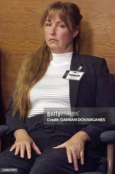 Debra Tate, sister of murder victim Sharon Tate, listens as Leslie Van Houten describes the events of the murder of the LaBianca couple during her...