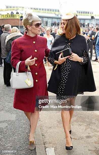 Zara Phillips and Natalie Pinkham attend day 3 'Grand National Day' of the Crabbie's Grand National Festival at Aintree Racecourse on April 9, 2016...