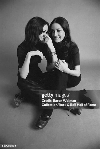 Twin sisters and rock groupies Laura and Lynn Sanchez in San Francisco, CA, November 1968.