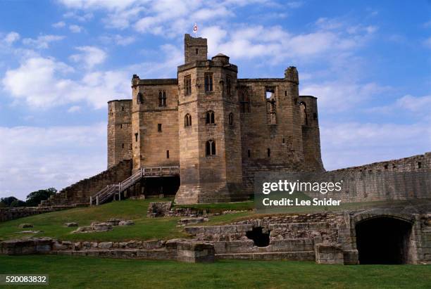 warkworth castle - north england stock pictures, royalty-free photos & images