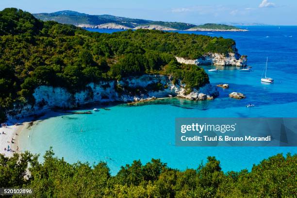 greece, ionian island, antipaxi, voutoumi beach - peloponeso imagens e fotografias de stock