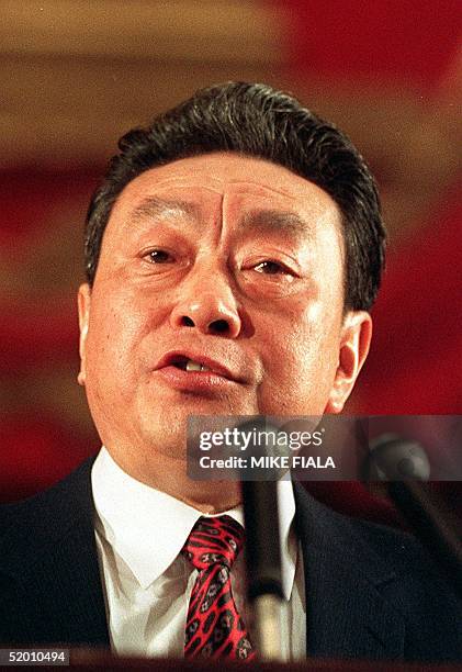 Chen Xitong, former Beijing Communist Party Secretary gives a speech at Beijing's Great Hall of the People in this 1993 file photo. Chen was...