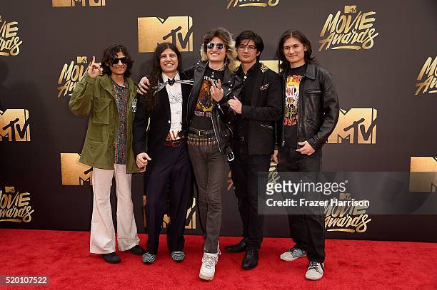 The Wolfpack' Angulo Brothers attends the 2016 MTV Movie Awards at Warner Bros. Studios on April 9, 2016 in Burbank, California. MTV Movie Awards...
