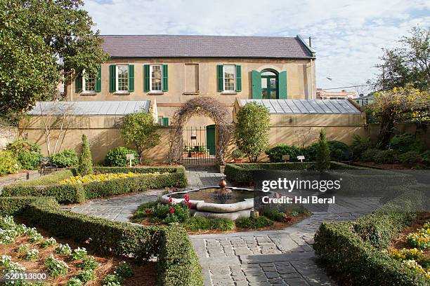 owens-thomas house garden and former slave quarters - slave quarters stock pictures, royalty-free photos & images