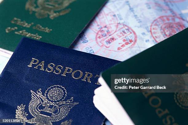 american passports - travel documents stock-fotos und bilder