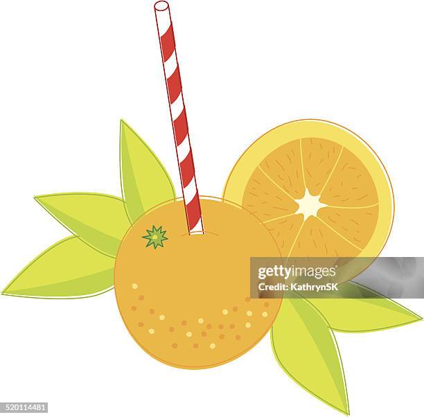 orange with peppermint striped straw - drinking straw isolated stock illustrations
