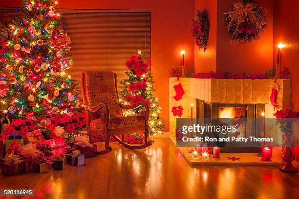 christmas, christmas tree, fireplace; holiday; ornaments; - socks fireplace stock pictures, royalty-free photos & images