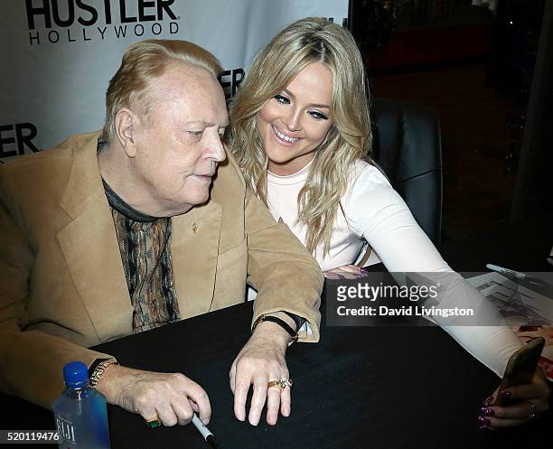 Publisher Larry Flynt and adult film actress Alexis Texas attend the Hustler Hollywood new store opening at Hustler Hollywood on April 9, 2016 in Los...
