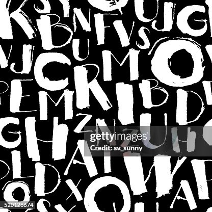 Patterned Lettering Handwritten Calligraphy And Lettering Seamless Pattern High-Res Vector ...