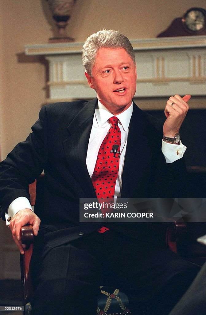 US President Bill Clinton speaks during a 26 April