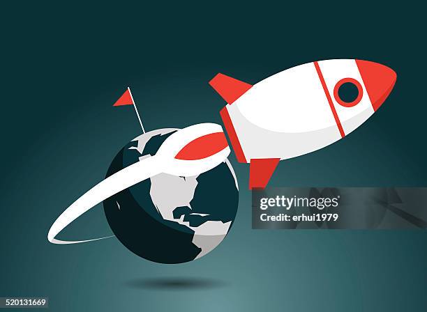 rocket, taking off, emitting, flying - space exploration capsule stock illustrations