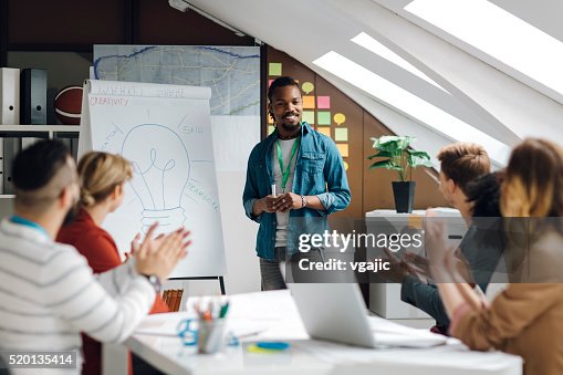 Presentation Developer Developer Startup Business Presentation In Their Office High-Res Stock ...