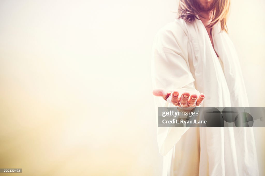 Jesus Christus du einladende Hand